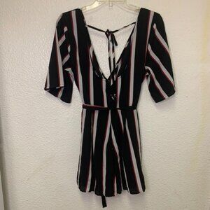 Trixxi Black/Red Striped Romper Size M